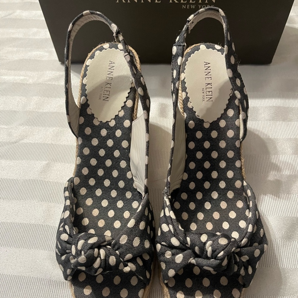Anne Klein Black and White Polka Dot Sandals